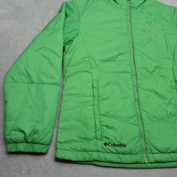 Columbia Jacket Womens Small Green Embroidered Interchange Insulated Puffer - Picture 9 of 16